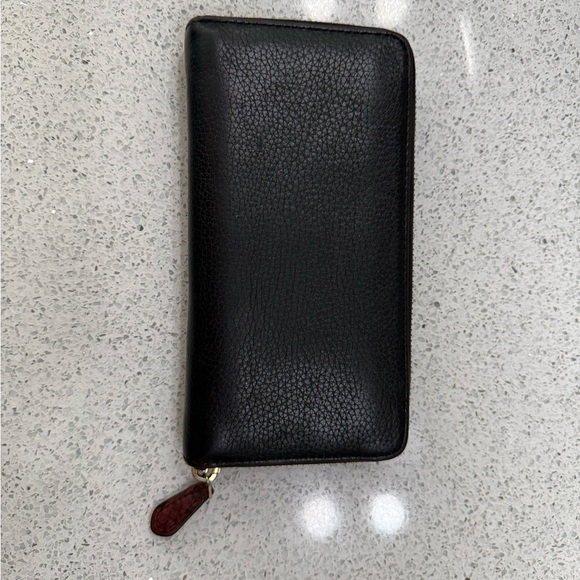 Coach Dark Brown Leather Monogram Gold Hardware Zippered Wallet - Picture 9 of 13